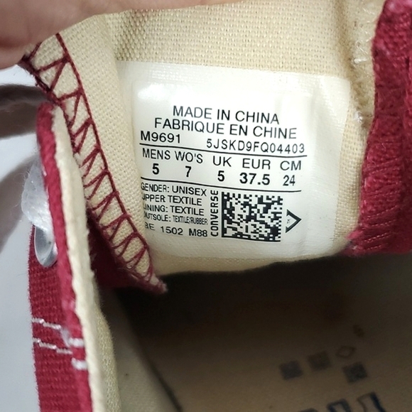 Converse Chuck Taylor All Star‎ Low Rise Sneaker Burgundy Red - Picture 8 of 8